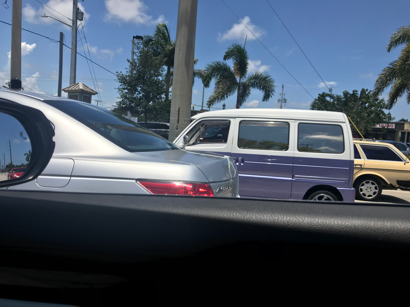 In traffic with this JDM van dressed like a VW minivan in the front. Driving so i cant take a better pic. Sorry.